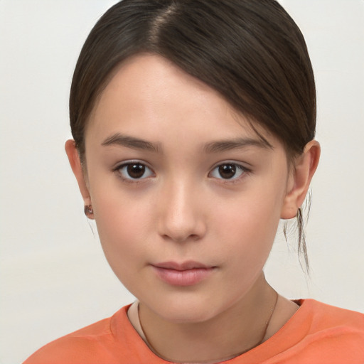 Neutral white young-adult female with short  brown hair and brown eyes