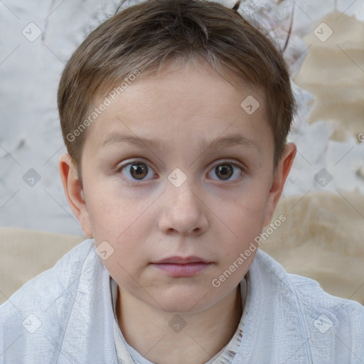 Neutral white child male with short  brown hair and brown eyes