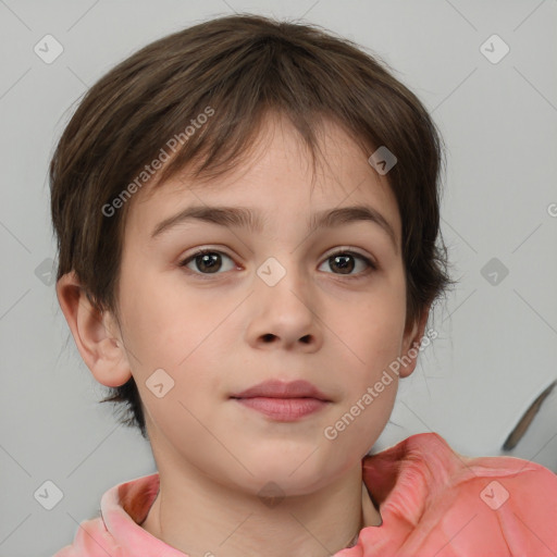 Neutral white child female with medium  brown hair and brown eyes