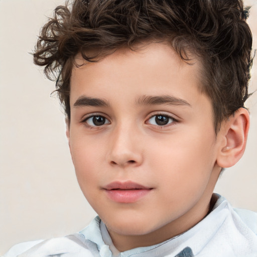 Neutral white child male with short  brown hair and brown eyes