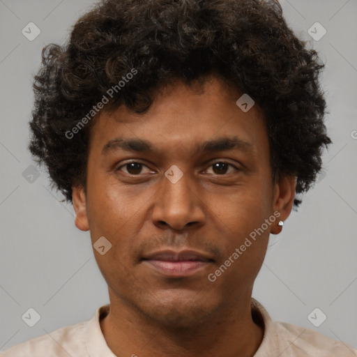 Neutral black young-adult male with short  brown hair and brown eyes