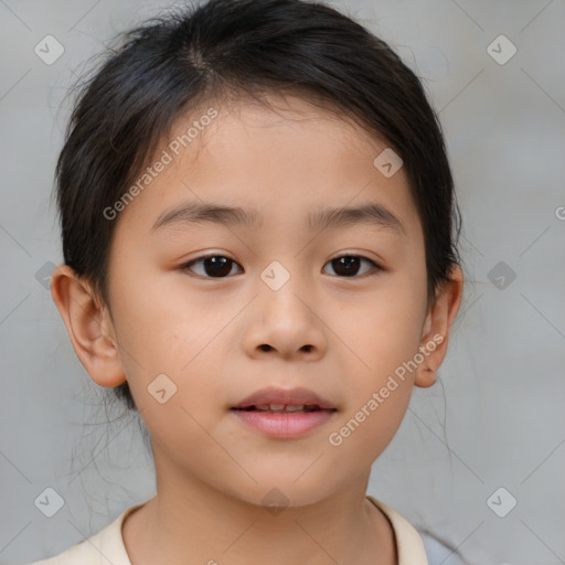 Neutral white child female with medium  brown hair and brown eyes