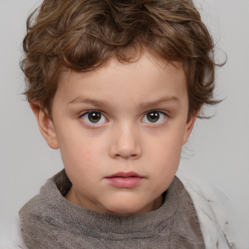 Neutral white child male with medium  brown hair and brown eyes