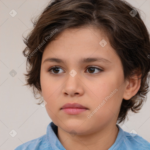 Neutral white child female with medium  brown hair and brown eyes