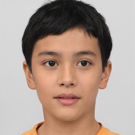 Neutral asian young-adult male with short  brown hair and brown eyes