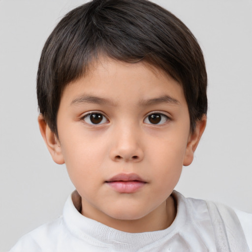 Neutral white child male with short  brown hair and brown eyes