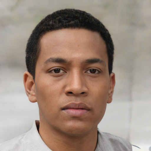 Neutral black young-adult male with short  brown hair and brown eyes