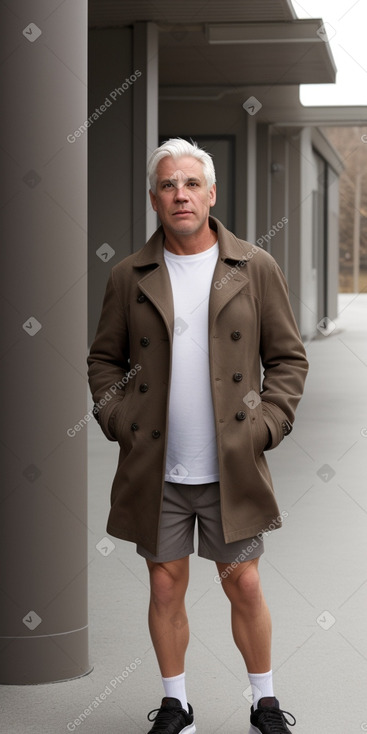 Canadian middle-aged male with  white hair