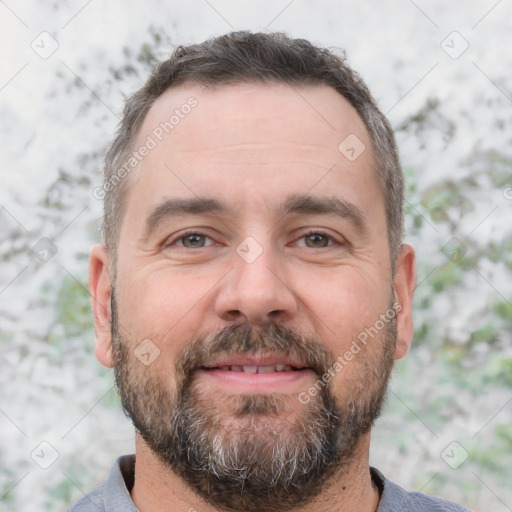 Neutral white adult male with short  brown hair and brown eyes