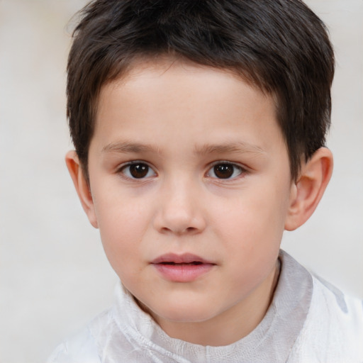 Neutral white child male with short  brown hair and brown eyes