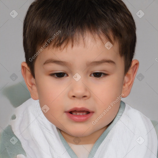 Neutral white child male with short  brown hair and brown eyes