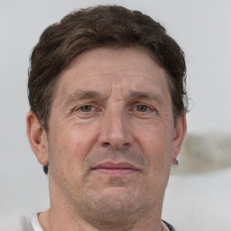 Neutral white adult male with short  brown hair and brown eyes