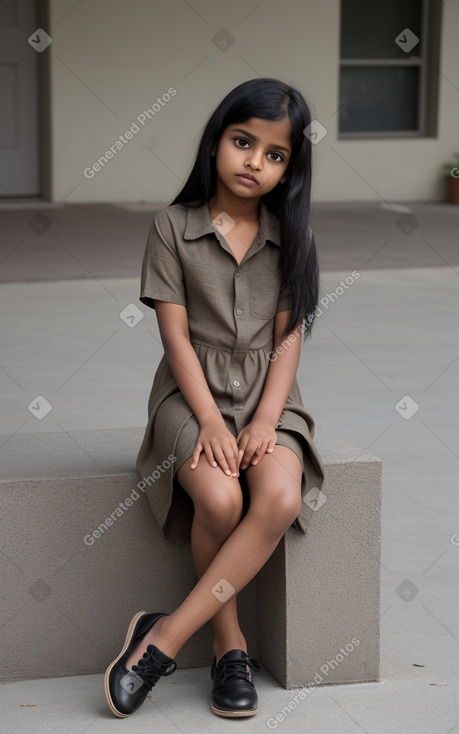 Indian child female with  black hair