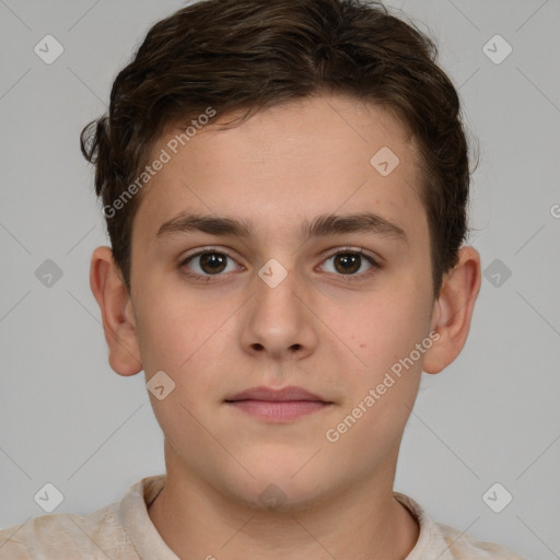 Neutral white child male with short  brown hair and brown eyes