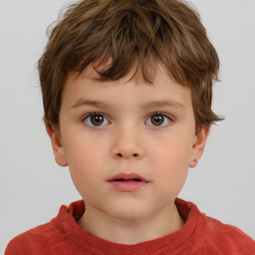 Neutral white child male with short  brown hair and brown eyes