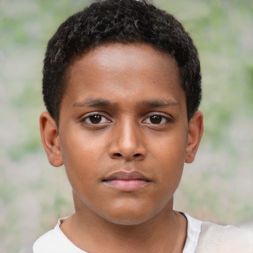 Neutral black child male with short  brown hair and brown eyes