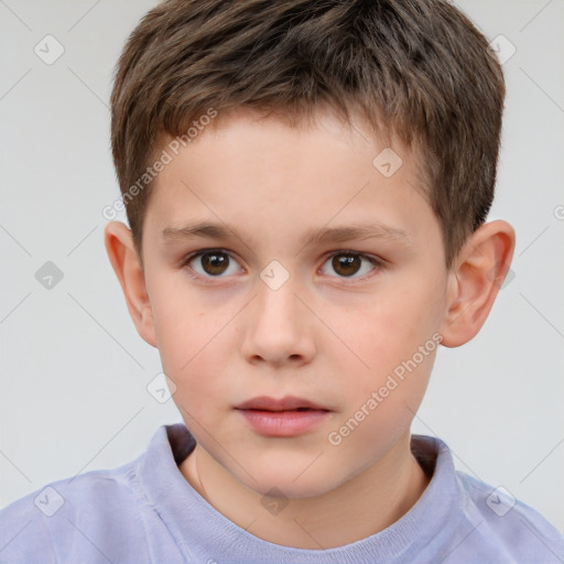 Neutral white child male with short  brown hair and brown eyes