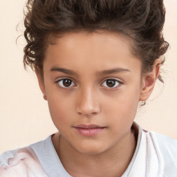 Neutral white child female with short  brown hair and brown eyes