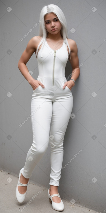 Hispanic teenager girl with  white hair