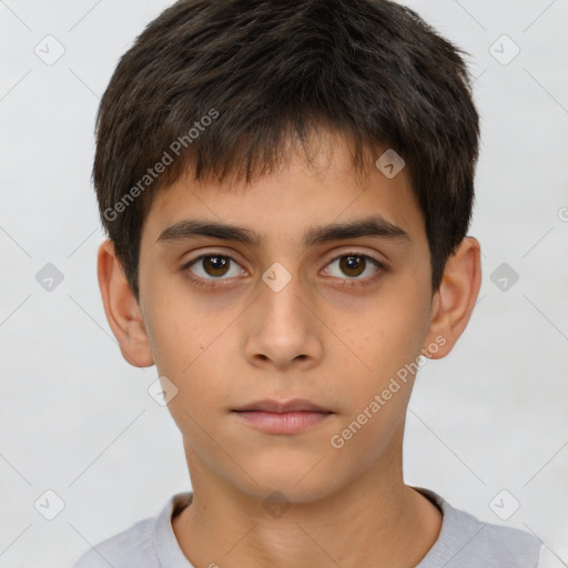 Neutral white child male with short  brown hair and brown eyes