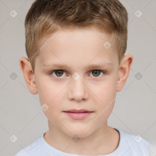 Neutral white child male with short  brown hair and brown eyes