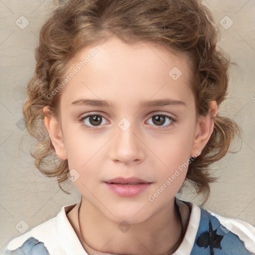 Neutral white child female with medium  brown hair and brown eyes