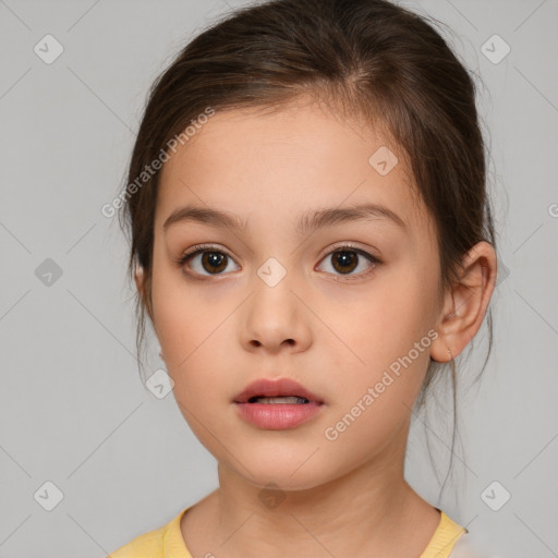 Neutral white child female with medium  brown hair and brown eyes