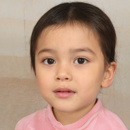 Neutral white child female with short  brown hair and brown eyes