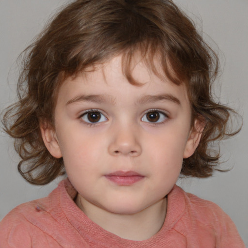 Neutral white child female with medium  brown hair and brown eyes