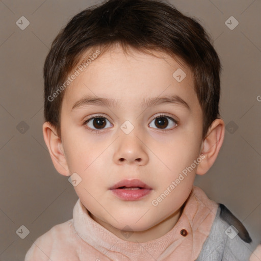 Neutral white child male with short  brown hair and brown eyes