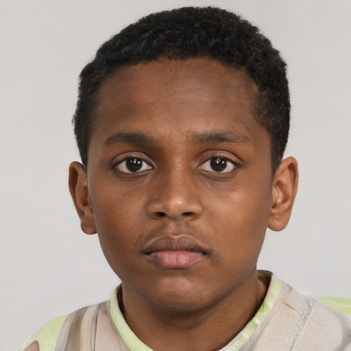 Neutral black child male with short  brown hair and brown eyes