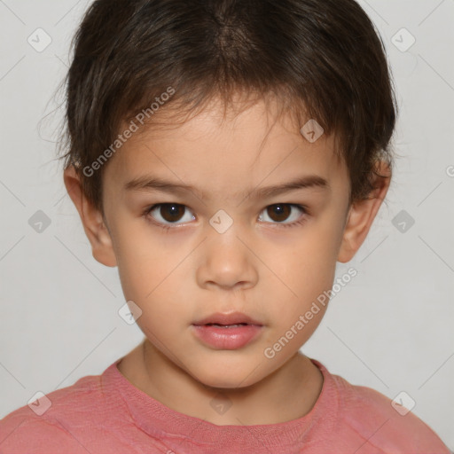 Neutral white child male with short  brown hair and brown eyes