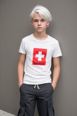 Swiss teenager boy with  white hair