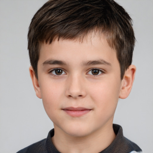 Neutral white child male with short  brown hair and brown eyes