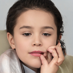 Neutral white child female with medium  brown hair and brown eyes