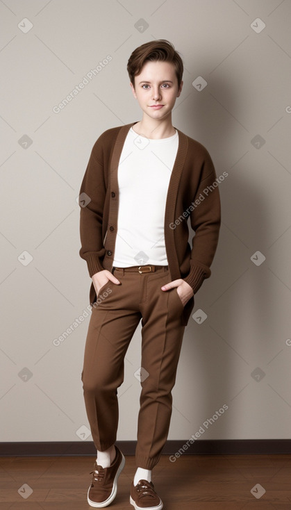 Hungarian adult non-binary with  brown hair