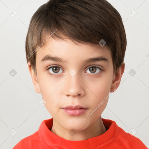 Neutral white child male with short  brown hair and brown eyes