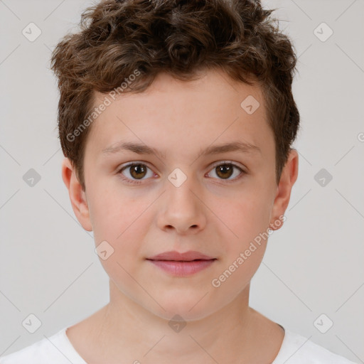 Neutral white child male with short  brown hair and brown eyes