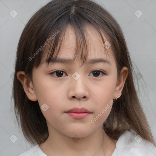 Neutral white child female with medium  brown hair and brown eyes