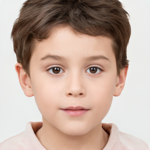 Neutral white child male with short  brown hair and brown eyes