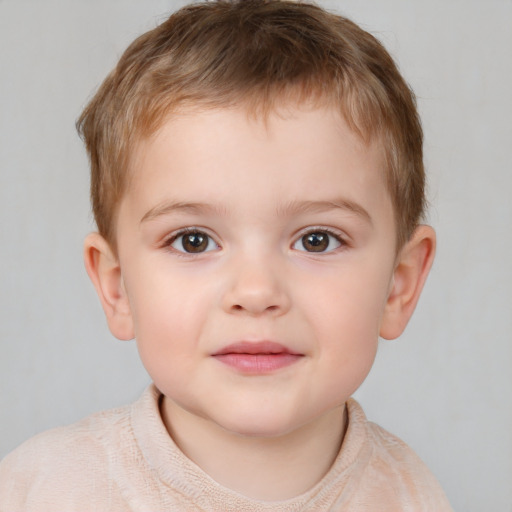 Neutral white child male with short  brown hair and brown eyes