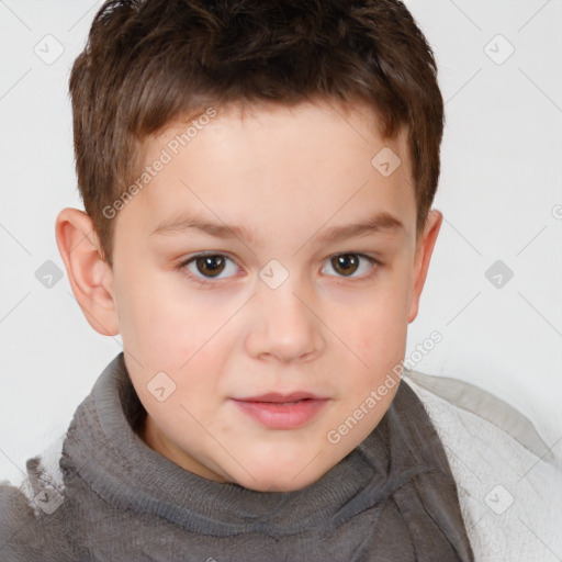 Neutral white child male with short  brown hair and brown eyes