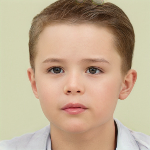 Neutral white child male with short  brown hair and brown eyes