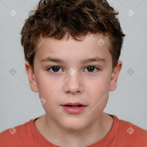 Neutral white child male with short  brown hair and brown eyes