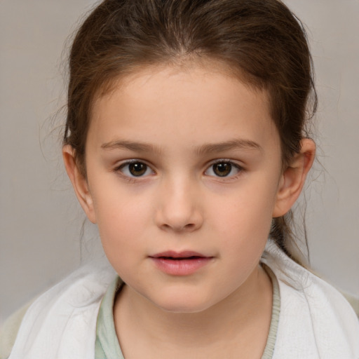 Neutral white child female with medium  brown hair and brown eyes