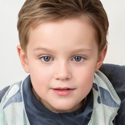 Neutral white child female with short  brown hair and grey eyes