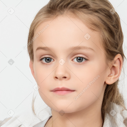 Neutral white child female with medium  brown hair and brown eyes