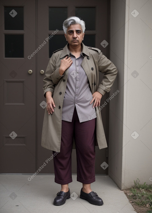 Pakistani adult non-binary with  gray hair