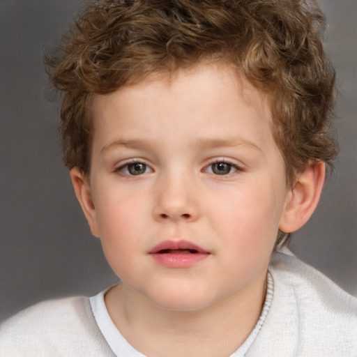 Neutral white child male with short  brown hair and brown eyes