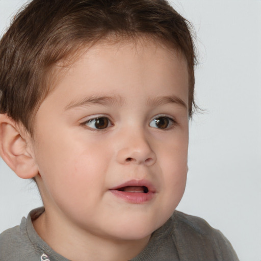 Neutral white child male with short  brown hair and brown eyes